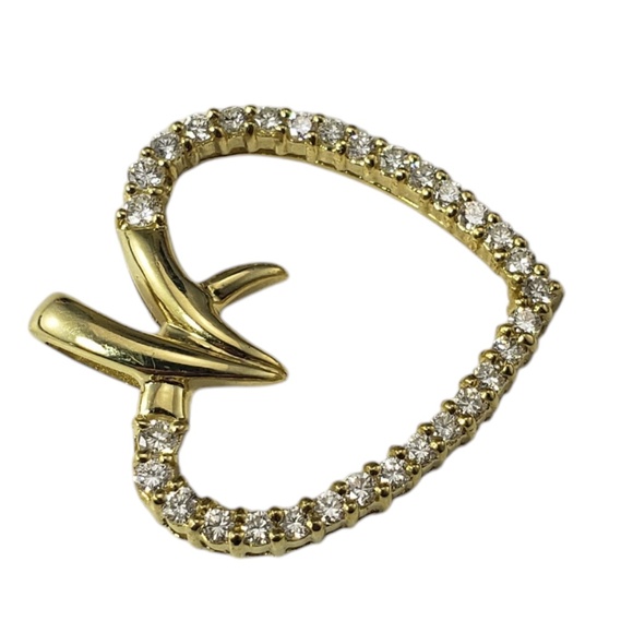 18 Karat Yellow Gold Open Diamond Heart Pendant #20710 - Picture 3 of 8